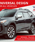 All-Fit automotive door edge protector banner displayed on a black SUV; universal 10 ft clear edge trim.