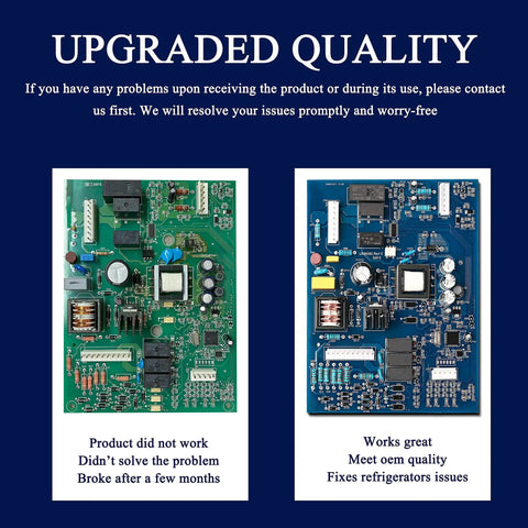 Comparative image of two refrigerator control boards, featuring Upgrade Your Refrigerator Control Board HV Module WPW10310240 AP6019229 Replacement