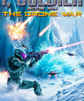 Relentless Drone Warfare Thriller Realistic Military Sci Fi Adventure cover with soldier and drones in icy battlefield