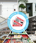Two Pack Top Shelf Security Camera Warning Stickers With Realistic Video Monitoring Graphics For Warehouses Or Homes High Visibility Vinyl Decals on various locations.