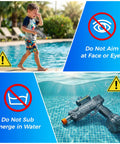 Electric Water Guns 2 Pack Light Up Auto Squirt Blasters for Kids and Adults, High Powered Fully Auto Water Cannon used by pool