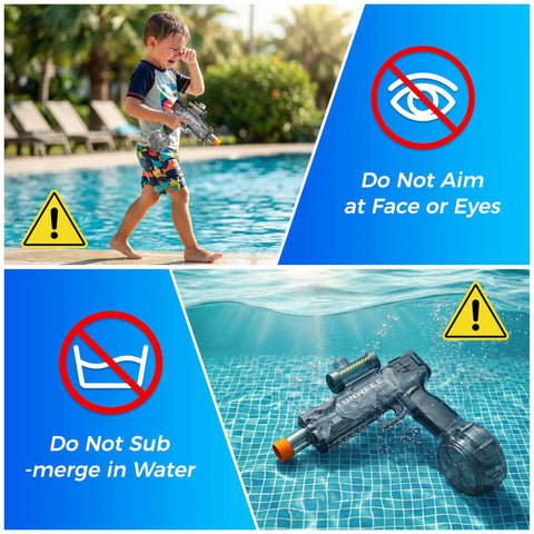 Electric Water Guns 2 Pack Light Up Auto Squirt Blasters for Kids and Adults, High Powered Fully Auto Water Cannon used by pool
