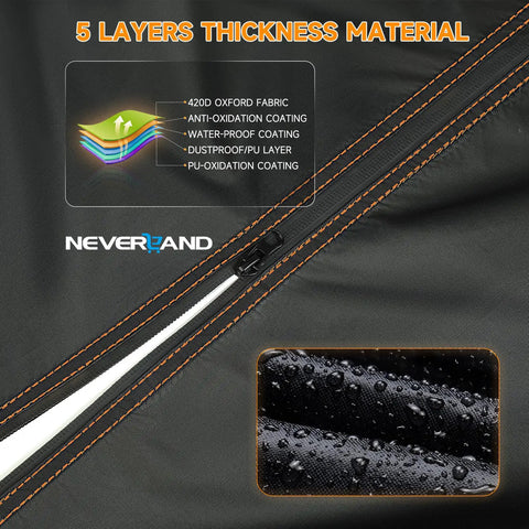 Close-up of 420D fabric with water droplets on golf cart cover, showcasing heavy duty five layers for rain and snow resistance.