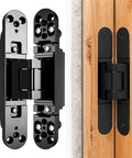 Sleek Hidden Door Hinges Pair 180 Degree Swing Zinc Alloy Concealed Hinge Kit For Solid Doors 176 Lb Load Rating 3 Dim Adjustable Invisible