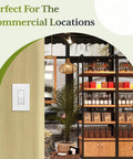 Matte White Single Pole Decorator Paddle Light Switch 15A, 10 Pack, in a commercial café interior