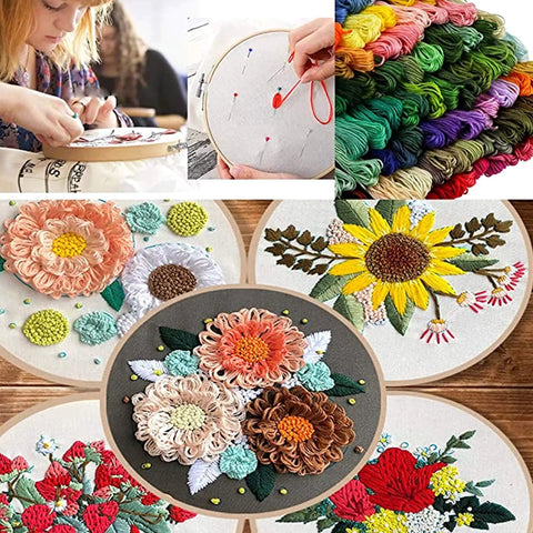 Dope Embroidery Floss Kit With Organizer Box, 200 Plus Colors 8m Mercerized Thread used for vibrant floral embroidery hoops