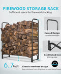 Heavy Duty Four Foot Indoor Outdoor Firewood Storage Rack With Weatherproof Zippered Cover And Sturdy Steel Log Stand Loaded