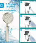 Diagram of 6 Inch High Pressure Rainfall Shower Head With Handheld showing stainless steel square chrome head and hose