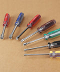 Color Coded SAE Nut Driver Set, 7-Piece With 1/2, 7/16, 3/8, 11/32, 5/16, 1/4, 3/16 Inch Sizes, Handy Color Handles For Quick Size ID