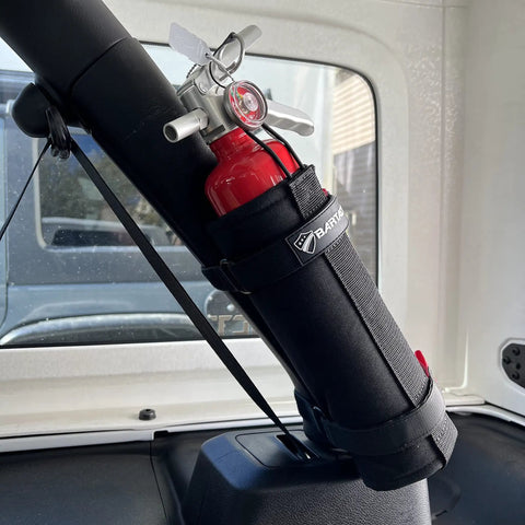 Black 2.5 Lb Roll Bar Fire Extinguisher Mount For Vehicles Adjustable Universal Fire Extinguisher Holder Made In The USA Fits All Roll Bars
