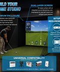 Golf Simulator Enclosure 10 x 8 Ft With Dual Layer Impact Screen Anti Rebound Hitting Cage For Indoor Garage Practice