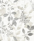 Breezy Peel And Stick Botanical Wallpaper In Gray, Removable Self Adhesive Wall Covering For Easy Install, leaf pattern