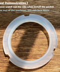 Replacement Silicone Group Head Gasket For 58mm Espresso Machines That Keeps Your Shots On Point Fits Barista Max Sunbeam Barsetto Donlim And More BPA Free Heat Resistant Durable Seal Ring For Espresso Portafilter 3 Tip Ears gasket laid on wooden surface close-up view