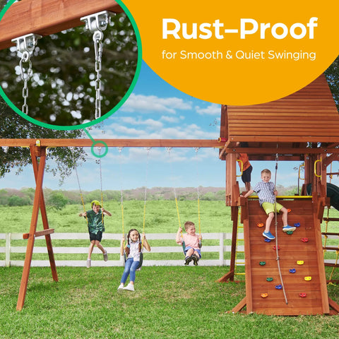 Swing Set Hangers Kit With 2 Heavy Duty Brackets And Locking Snap Hooks For Porch, Patio Or Playground; Indoor Outdoor Hardware That Holds Up To 2400 Lbs And Makes DIY Assembly A Breeze