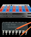 IC Kit 161 Pieces 20 Models Analog Integrated Circuits Electronics Parts Pack For DIY Tinkerers with IC pliers visible