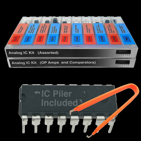 IC Kit 161 Pieces 20 Models Analog Integrated Circuits Electronics Parts Pack For DIY Tinkerers with IC pliers visible