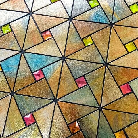 Windmill Glass Polished Rainbow Peel and Stick Backsplash Tile Kit for Kitchen Fireplace and Bathroom Aluminum Composite 3D Metal Look