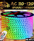 Rgb Led Strip Light With Remote 110V To 120V Waterproof Flexible 30m Smd5050 Rope Light Multi Color And Modes Dimmable