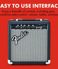 Frontman 10G 10 Watt Electric Guitar Amplifier With 6 Inch Speaker Built In Overdrive Headphone Jack Aux Input Black Silver