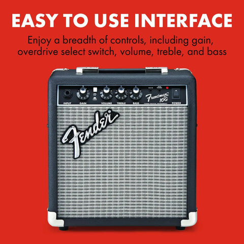 Frontman 10G 10 Watt Electric Guitar Amplifier With 6 Inch Speaker Built In Overdrive Headphone Jack Aux Input Black Silver