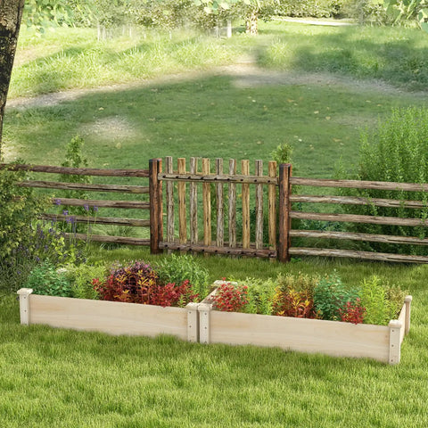 Wooden Raised Garden Bed 48 Inch Long By 24 Inch Wide By 10 Inch High Planter Box No Fuss Assembly with plants outdoors