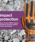 Endura Impact Leather Work Gloves With Water Resistance And Padded Palms provide back-of-hand protection on rocky surface