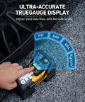 Person using Portable Tire Inflator Air Compressor For Car And Bike 12V DC Digital Gauge Up To 150 PSI with truegauge display