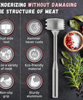 Dual-Sided Aluminum Meat Mallet Tenderizer for Steaks Veal and Chicken with ergonomic grip and non-slip handle features