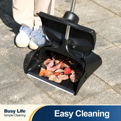 Heavy Duty Commercial Dustpan With Wheels And Windproof Cover for Indoor And Outdoor Cleaning, Go To Tool for leaves