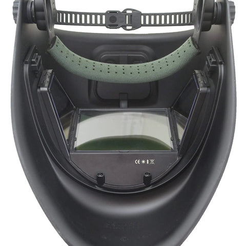 Panoramic 180 View Auto Darkening Welding Helmet With True Color Matte Carbon Fiber Finish interior view