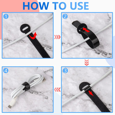 Step-by-step guide using 120 Pack Reusable Cable Ties For Cords 5 6 8 Inch Data Cable Organizer Ties