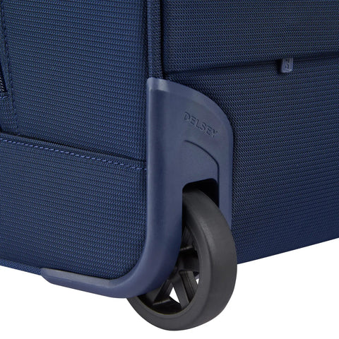 Close-up of wheel detail on Lightweight Underseat Carry-On Luggage With 2 Wheels, Navy Blue, 16 Inch, Durable Polyester, Stain-Resistant bag