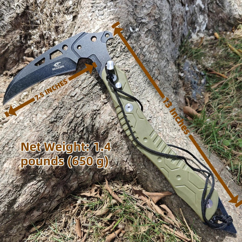 Folding Sickle Knife With Sheath For Tactical Survival And Outdoor Pruning Tools Quick Release With Safety Lock Glass Breaker