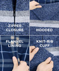 Cozy Kids Zip Hoodie With Fleece Flannel Lining Full Zip Hooded Sweater for spring, fall, and winter shown with zip closure and details.