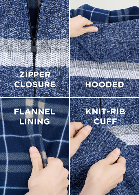 Cozy Kids Zip Hoodie With Fleece Flannel Lining Full Zip Hooded Sweater for spring, fall, and winter shown with zip closure and details.