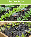 Drip Irrigation System With Quick Connect Garden Watering Kit Featuring Two Adjustable Emitters in a garden bed