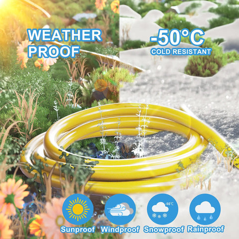 Heavy Duty Outdoor Extension Cord 14/3 Gauge 50 Feet Waterproof, 15 Amp 125 Volt, ETL Listed, 3 Prong Grounded Outlet, Rugged All Weather Performance for Tools, Appliances, Lights and More coiled yellow cord