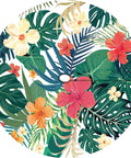Palm Leaves Round Outdoor Tablecloth With Umbrella Hole And Zipper Elastic Edges Waterproof Fitted Table Cover For Patio Picnic Or Party Fits 40 To 44 Inch Diameter Round Tables with tropical floral design