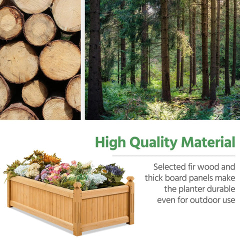 Two Pack 46 Inch Raised Garden Bed Kit Wooden Rectangular Planter For Outdoor Yard And Greenhouse Low Maintenance And Perfect For Vegetables Flowers And Herbs Light Brown Finish Durable Fir Wood