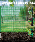 Heavy Duty 3x50 Ft Temporary Fence Kit For Backyard Pets And Poultry With 9 Fiberglass Posts, windbreak rope and ground pegs