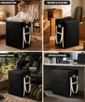 Extra Large Black Storage Bins With Heavy Duty Zipper for home organization, moving, outdoor travel, and office storage.