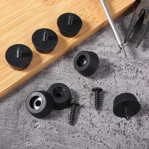 Heavy Duty Rubber Feet Isolation Pads With Stainless Steel Screws on a table, ideal for subwoofers and amps.