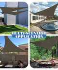Right Triangle HDPE Sun Shade Sail For Backyard And Patio All Weather UV Resistant 8 By 8 By 11 Feet No Fuss Easy Install Pergola Cover Brown Durable And Wind Resistant For Any Season in different outdoor settings