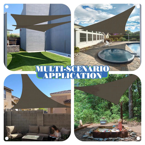 Right Triangle HDPE Sun Shade Sail For Backyard And Patio All Weather UV Resistant 8 By 8 By 11 Feet No Fuss Easy Install Pergola Cover Brown Durable And Wind Resistant For Any Season in different outdoor settings