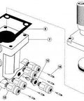 Exploded view diagram of 9100-Stainless Steel JET-SET Piston Pump 5cc max output with components labeled.