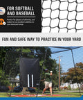 Freestanding Trapezoid Batting Cage with Net and Frame for Baseball and Softball Training, 55 Ft, in backyard setup