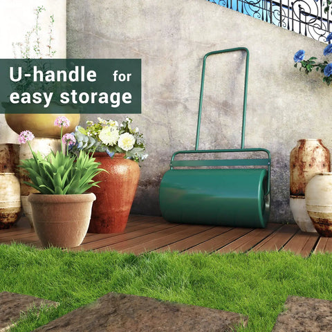 Heavy Duty Push Or Tow Behind Garden Roller Water Or Sand Filled Drum Roller with U-handle for easy storage on patio