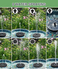 Solar Fountain For Bird Bath With Glass Panel High Efficiency 3.5W Water Pump, outdoor garden decor, black finish, multiple sprays