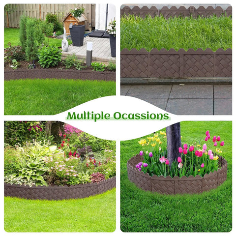 Interlocking No Dig Garden Edging Border Kit for lawns and flower beds 30 pack 30 ft in various landscaping setups