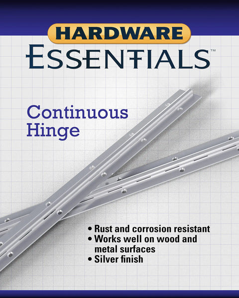 Rock Solid Stainless Steel Continuous Pin Hinge 30 X One Point Five Inch rust resistant hinge on grid background.